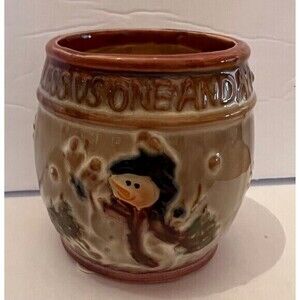 Vintage Coach House Gifts Candle/Holder Snowman/Bless Us One and All